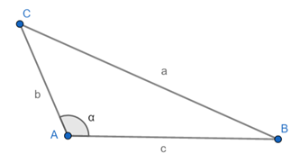 Cálculo da área do triângulo em função de dois lados e do seno do ângulo compreendido entre esses lados