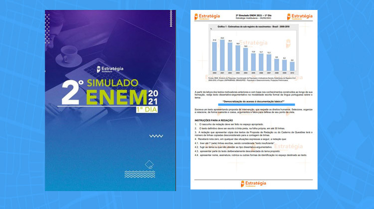 Tema de redação do Enem 2021 caiu em simulado do Estratégia Vestibulares