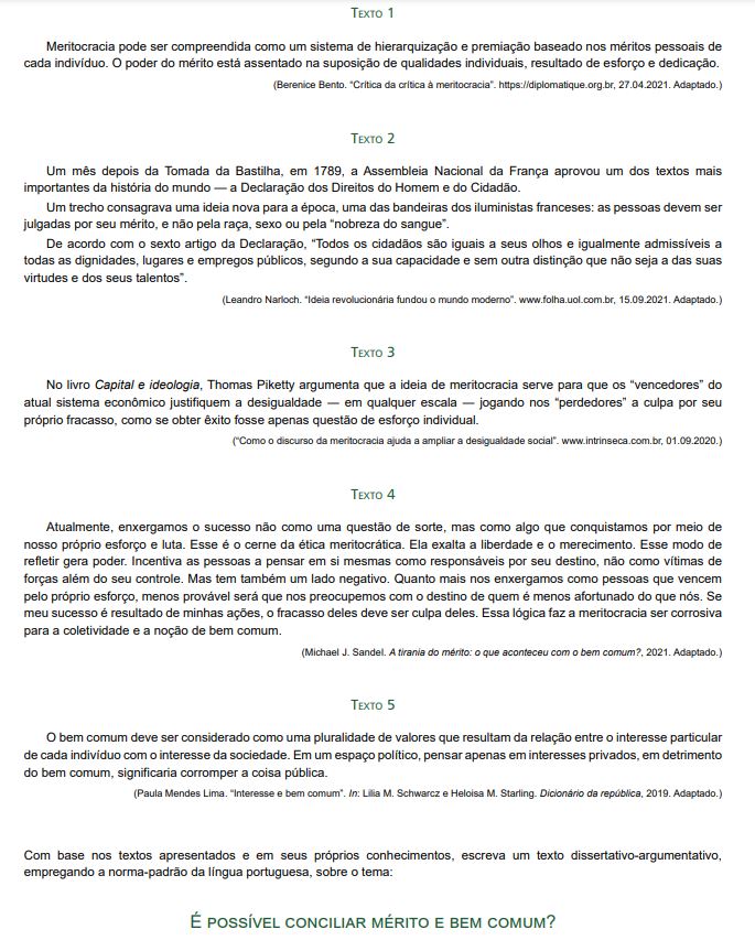 Tema de redação Unifesp é possível conciliar mérito e bem comum